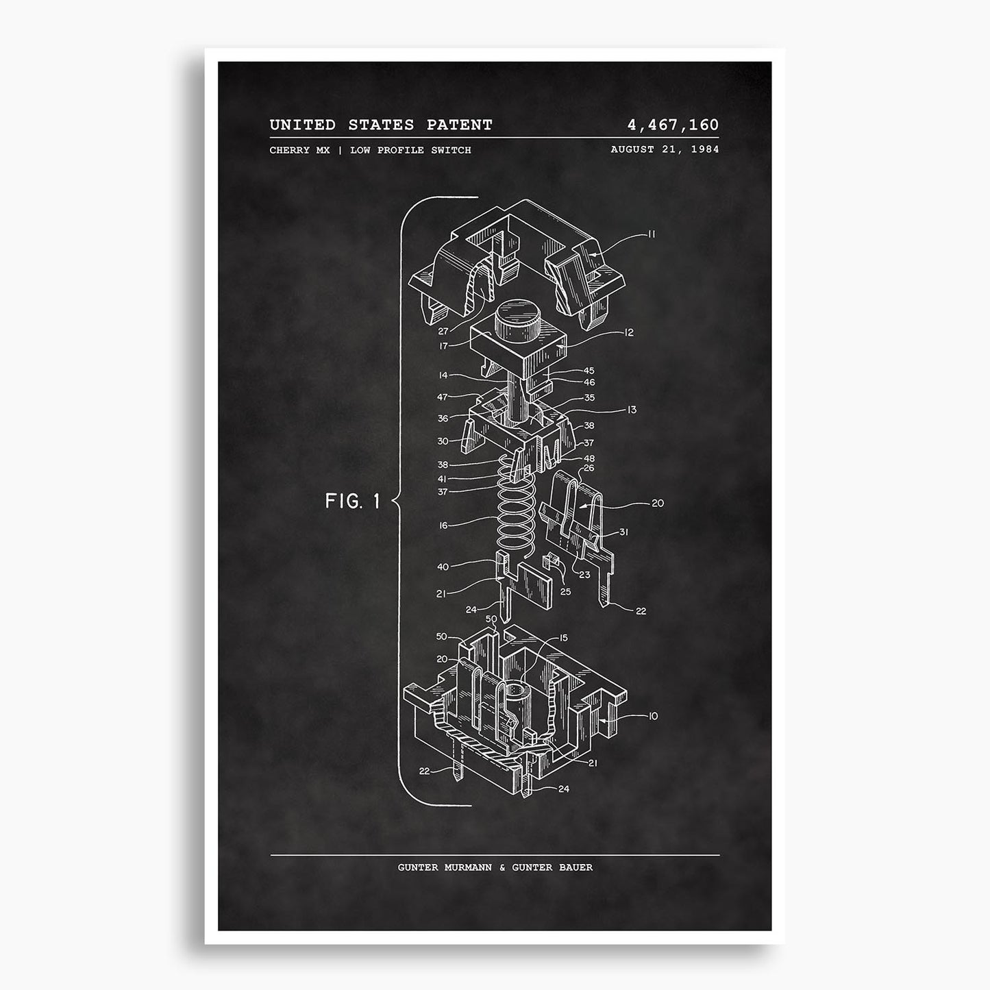 Cherry MX Keyboard Switch Patent Poster; Patent Artwork