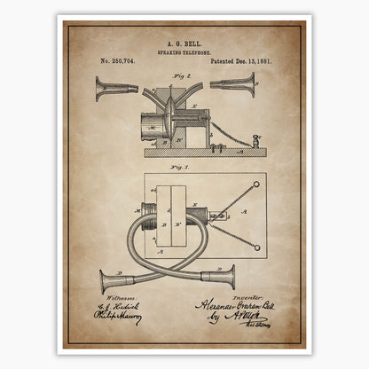 Alexander Graham Bell Telephone Patent Poster