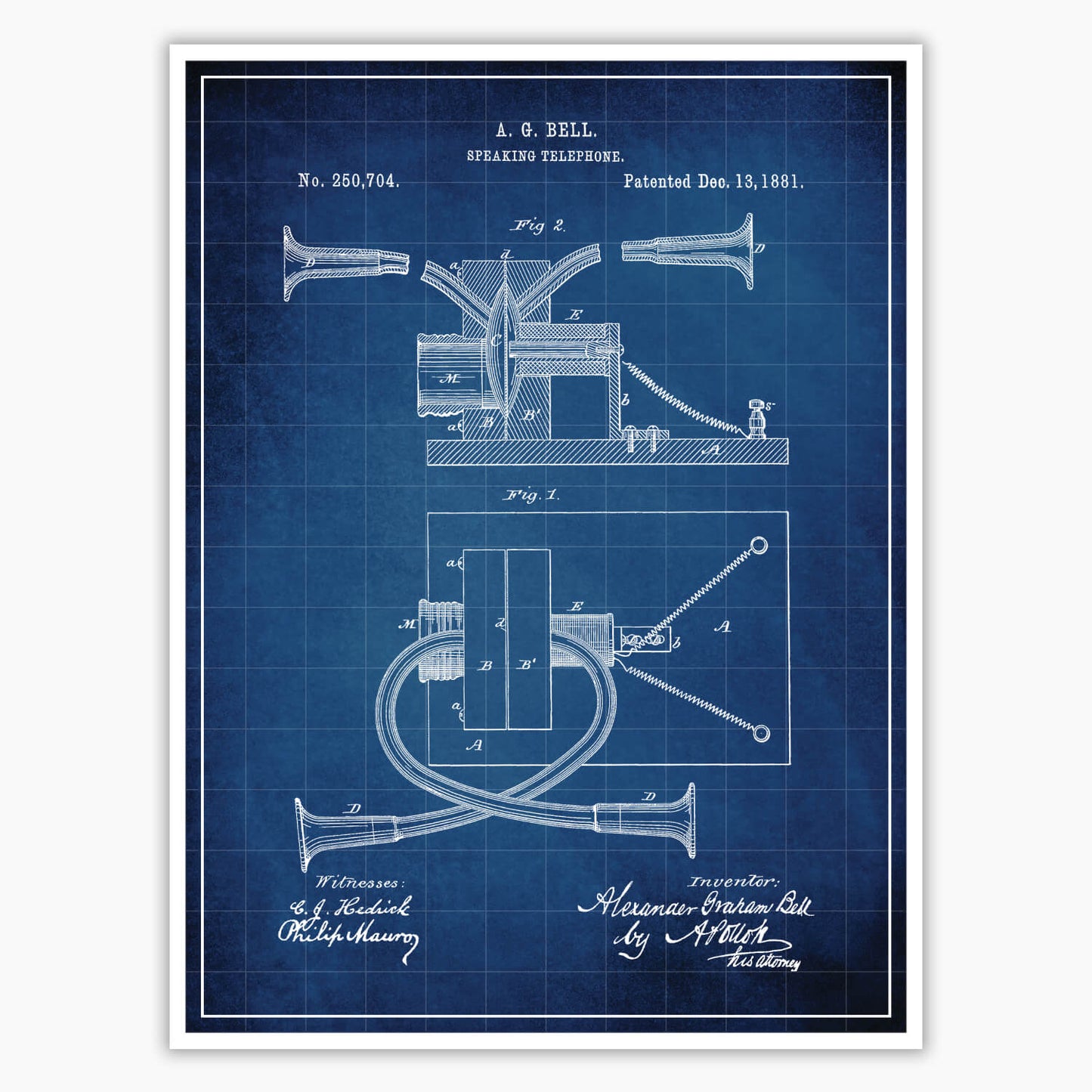 Alexander Graham Bell Telephone Patent Poster