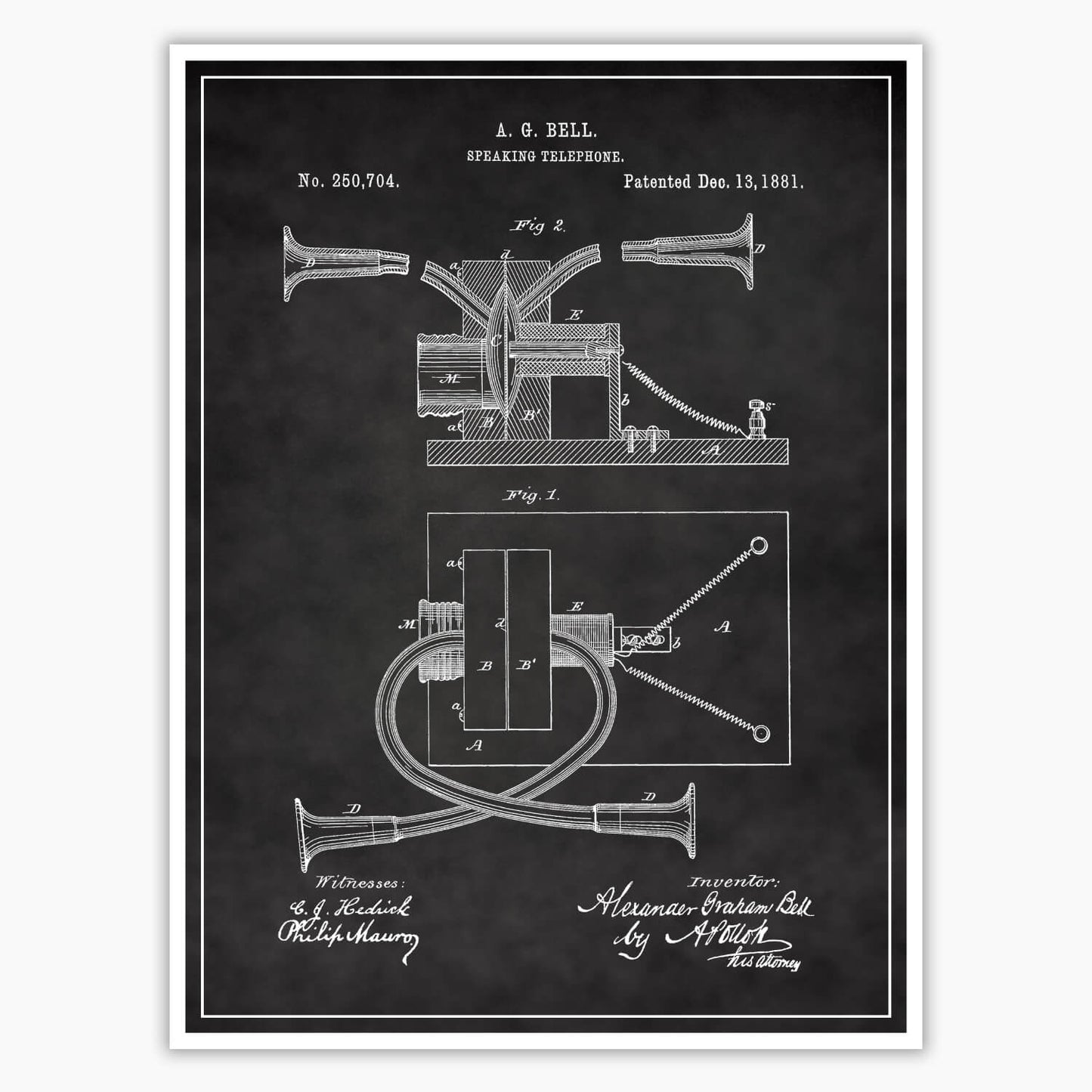 Alexander Graham Bell Telephone Patent Poster