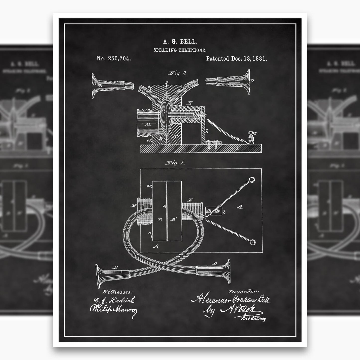Alexander Graham Bell Telephone Patent Poster