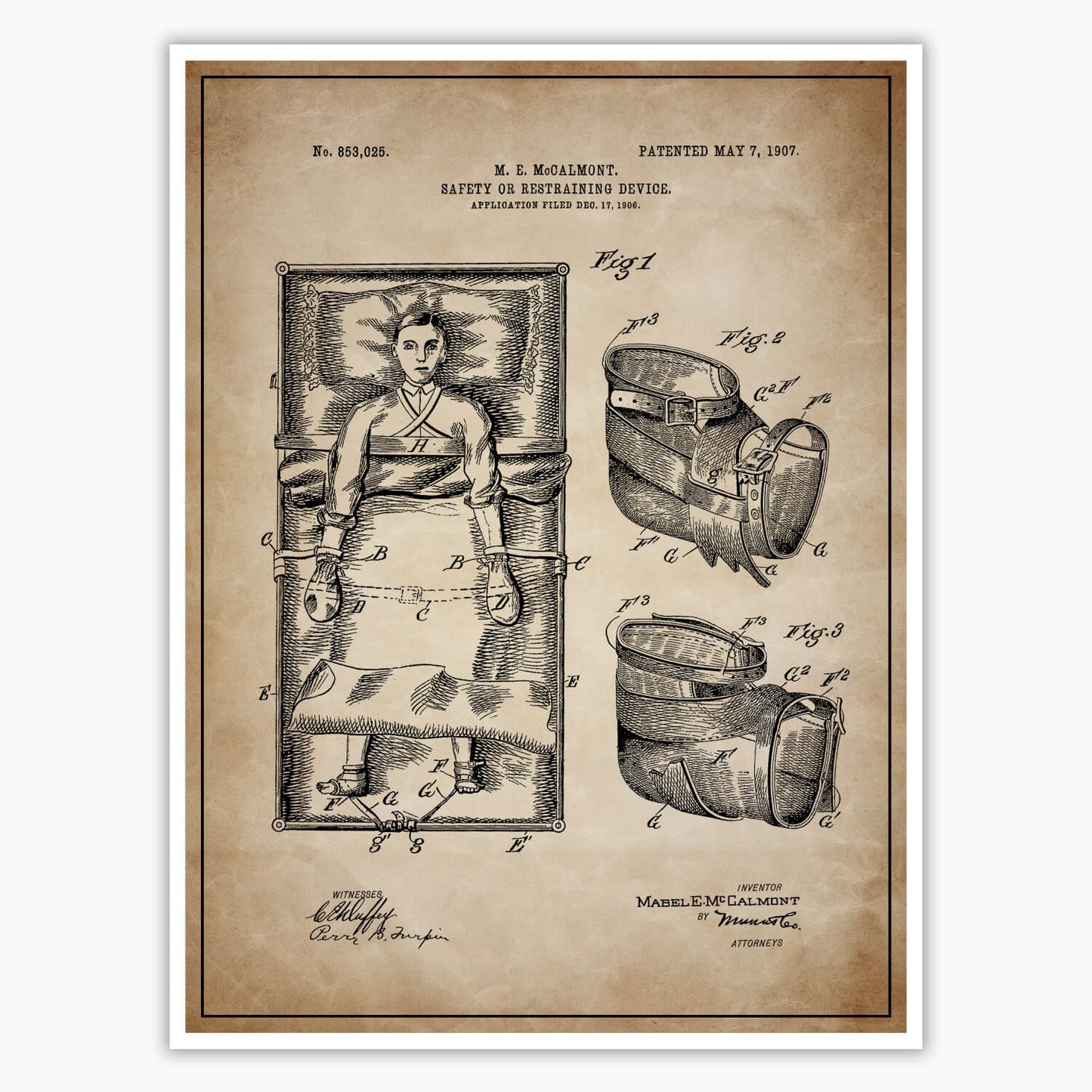 Bed Straps Patent Poster