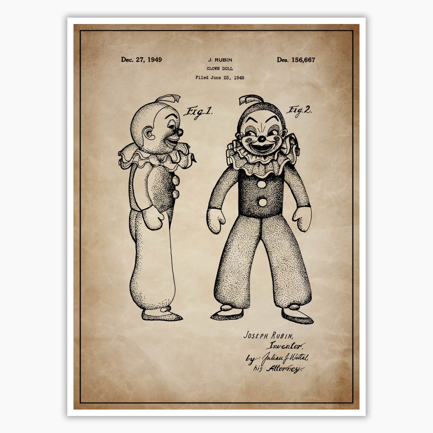 Clown Doll Patent Poster