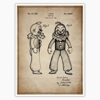 Clown Doll Patent Poster