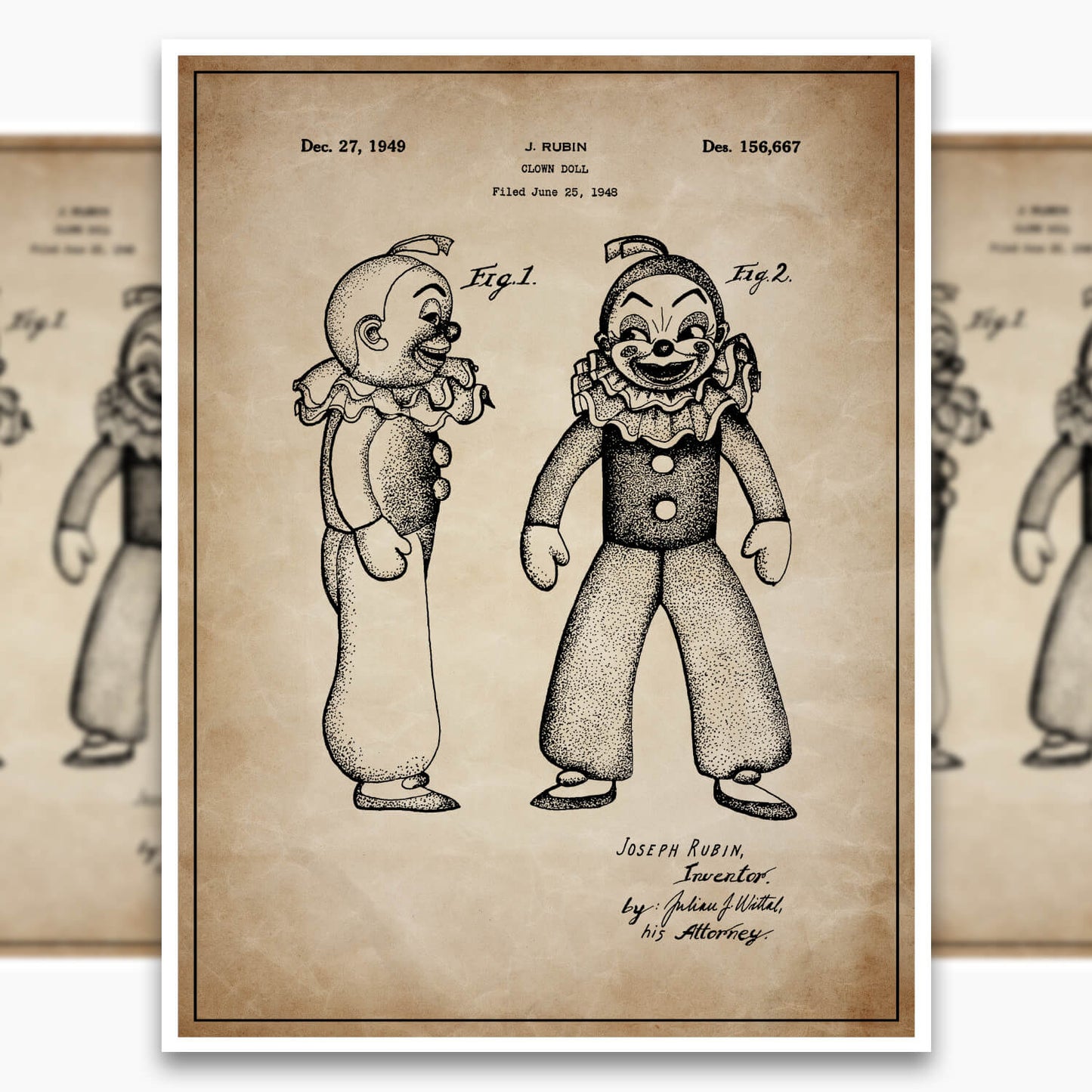Clown Doll Patent Poster