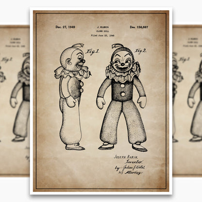 Clown Doll Patent Poster