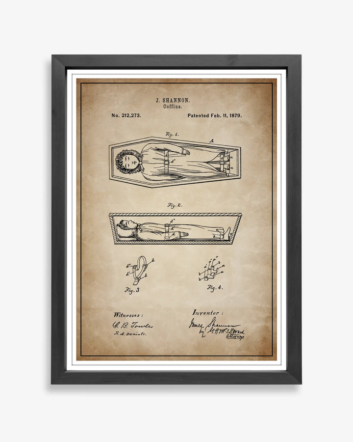 Coffin 1879 patent poster in antique parchment style, high-resolution unframed wall art.