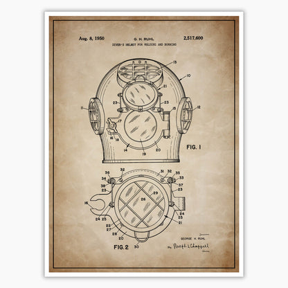 Diving Helmet Patent Poster
