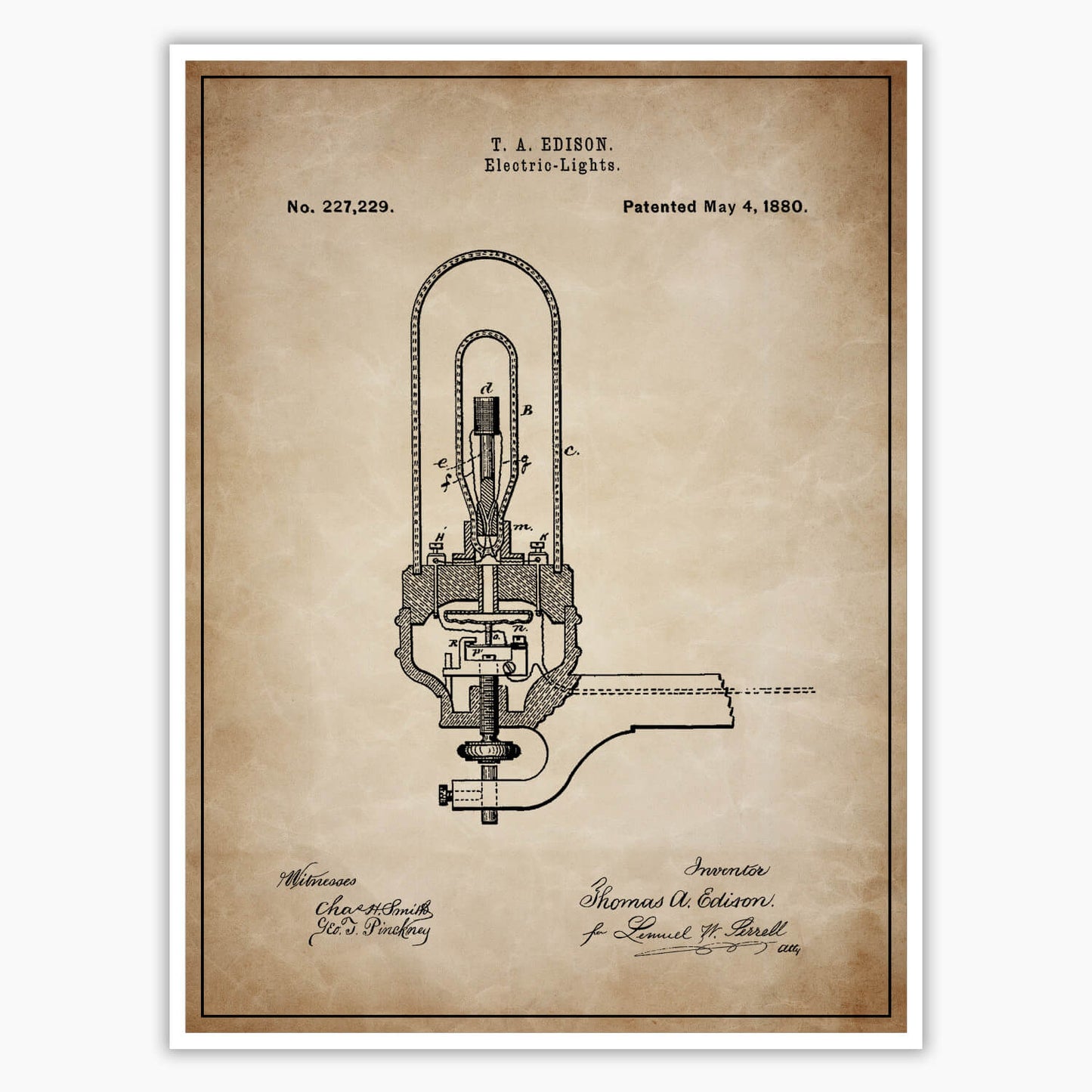 Edison Light Bulb Patent Poster