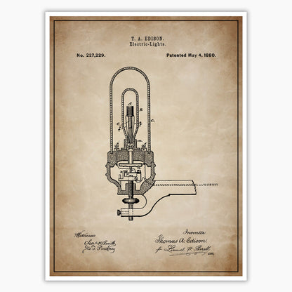 Edison Light Bulb Patent Poster