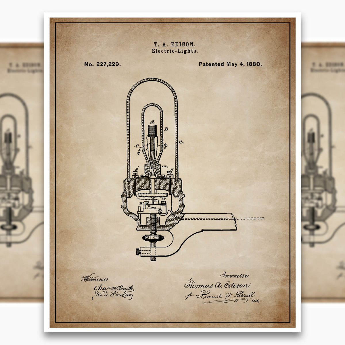 Edison Light Bulb Patent Poster