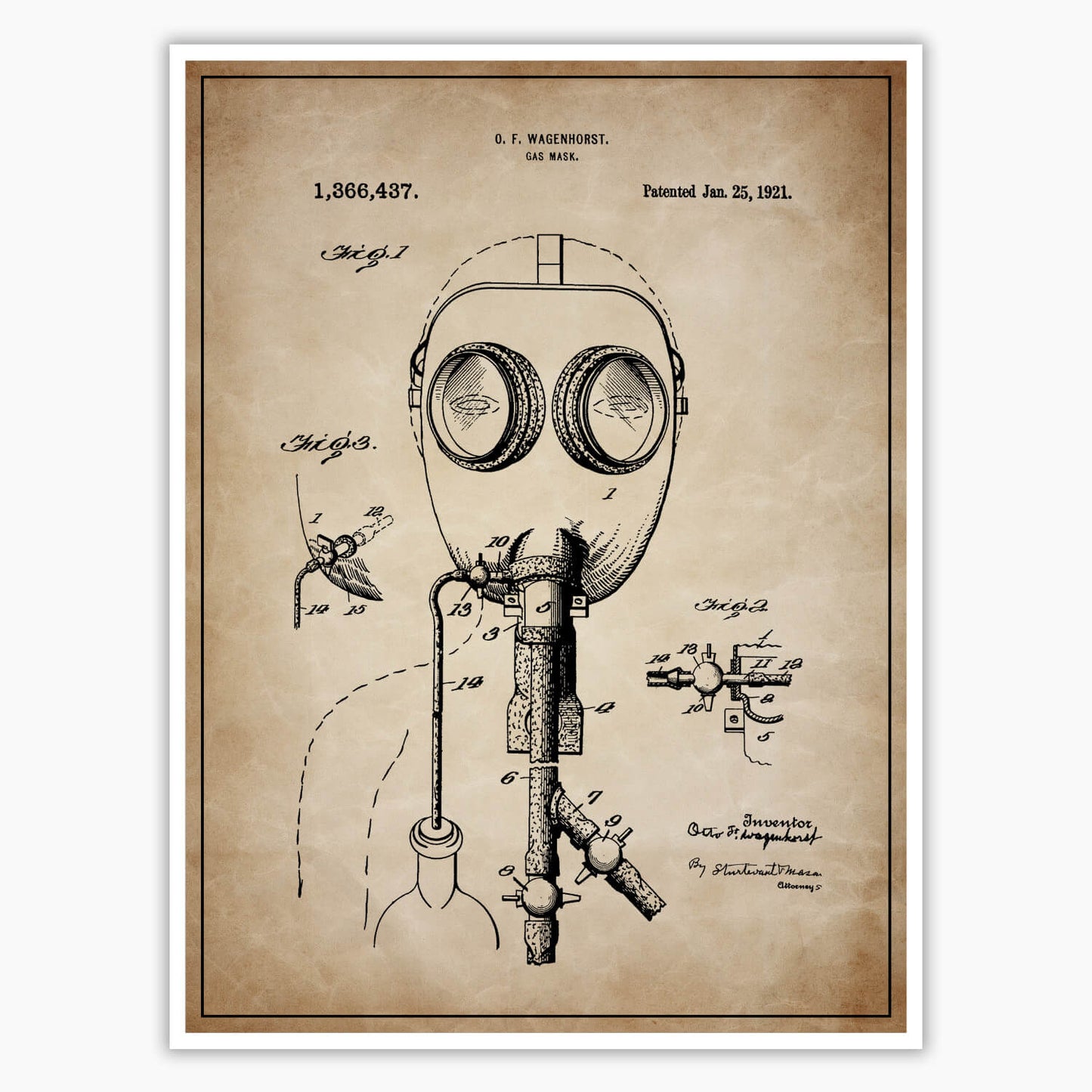 Gas Mask Patent Poster