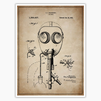 Gas Mask Patent Poster