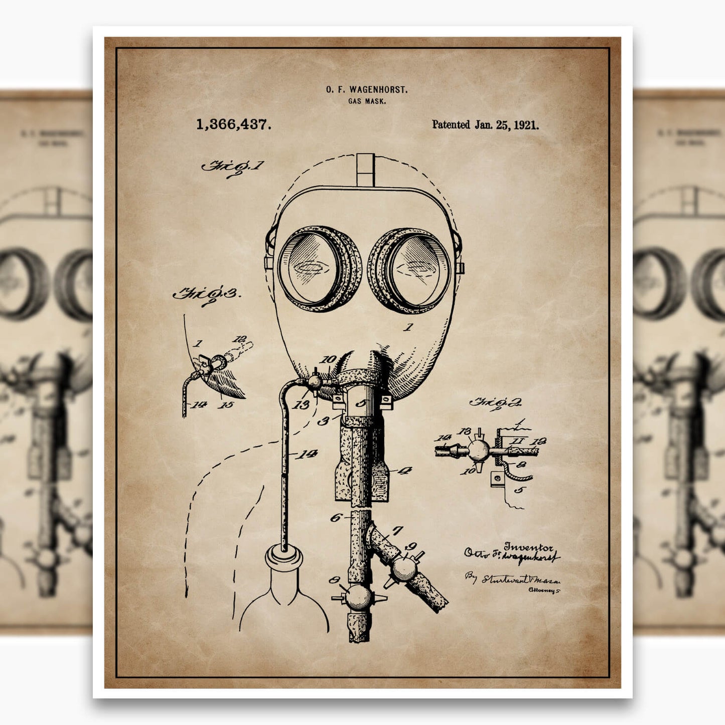 Gas Mask Patent Poster
