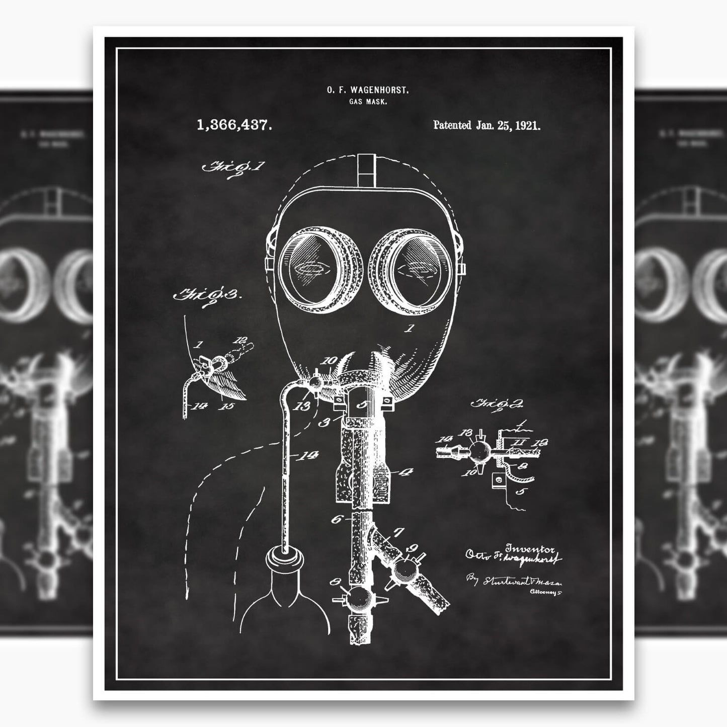 Gas Mask Patent Poster