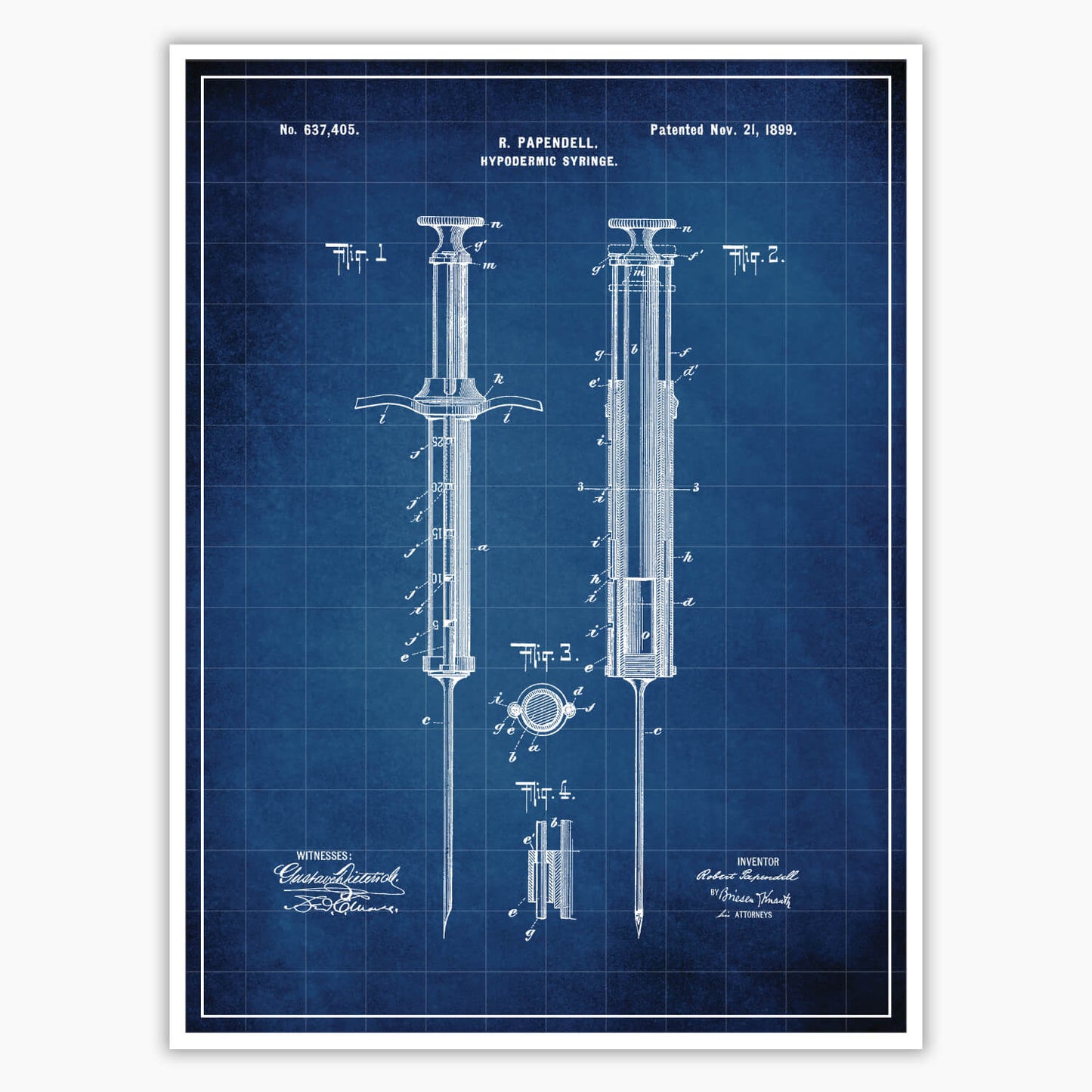 Hypodermic Syringe Patent Poster