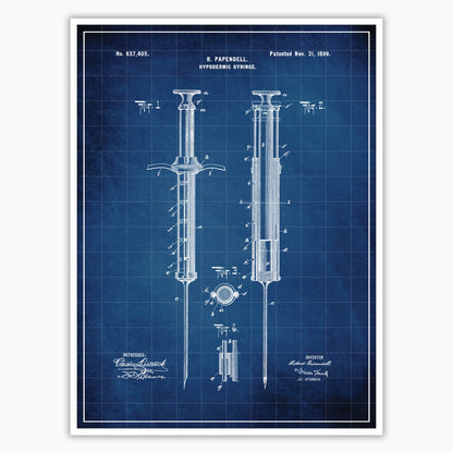 Hypodermic Syringe Patent Poster