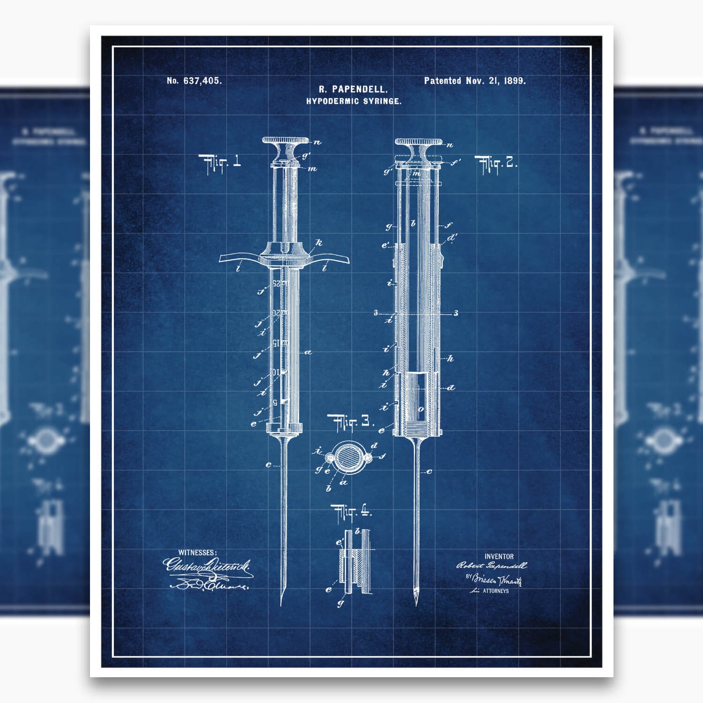 Hypodermic Syringe Patent Poster