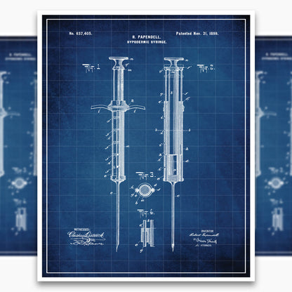 Hypodermic Syringe Patent Poster