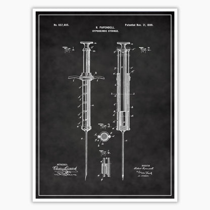 Hypodermic Syringe Patent Poster