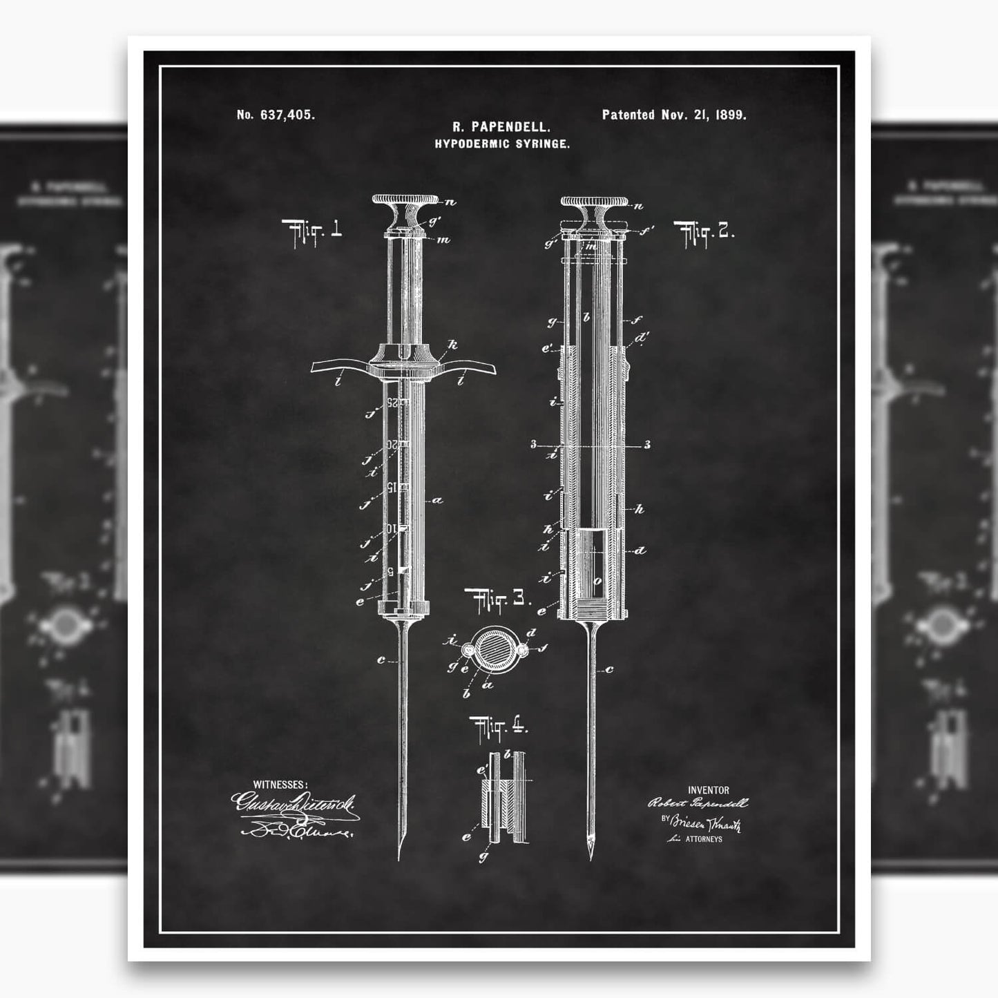Hypodermic Syringe Patent Poster