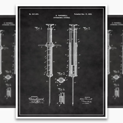 Hypodermic Syringe Patent Poster