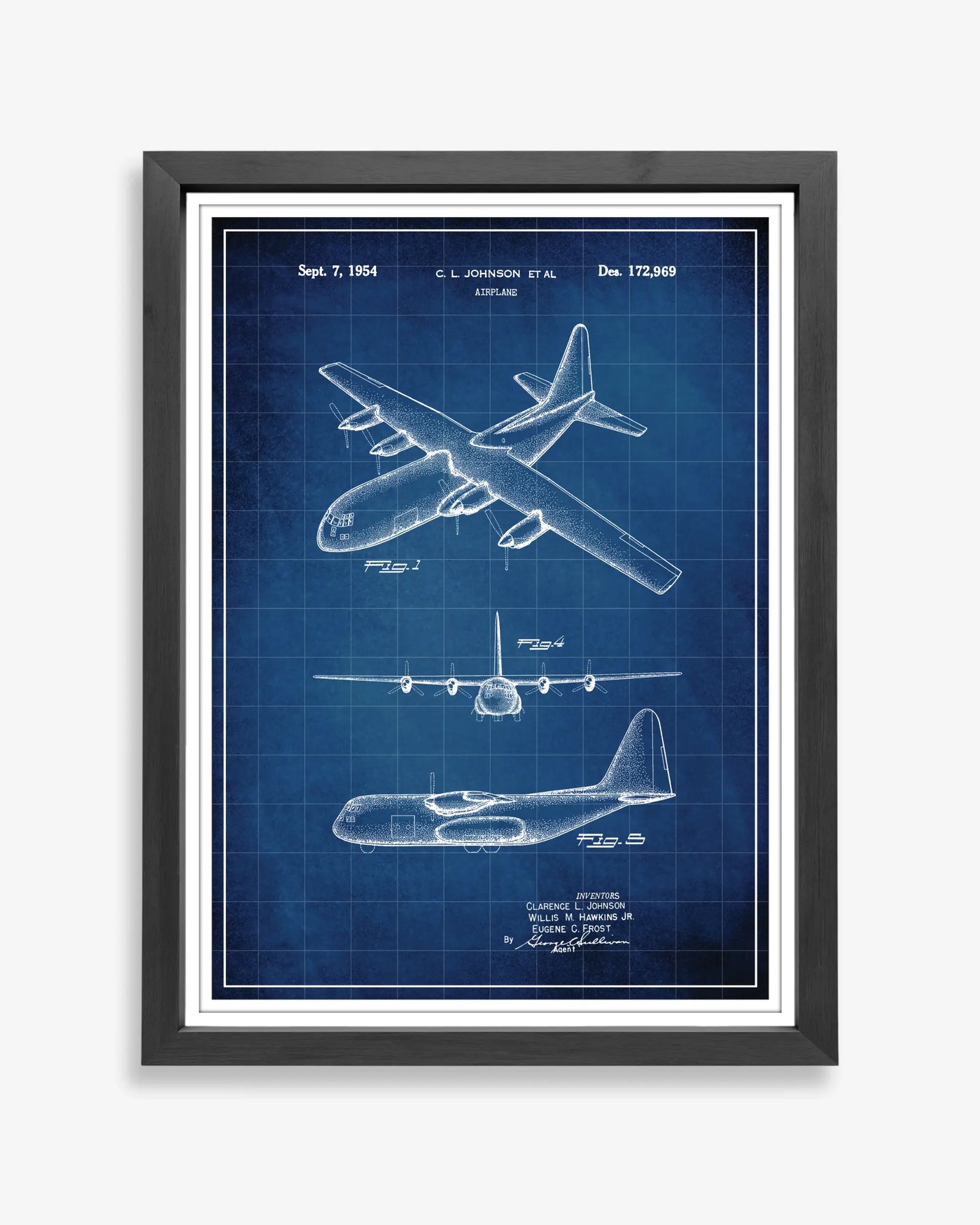 Unframed wall art featuring the Lockheed C130 patent poster in a antique parchment finish.