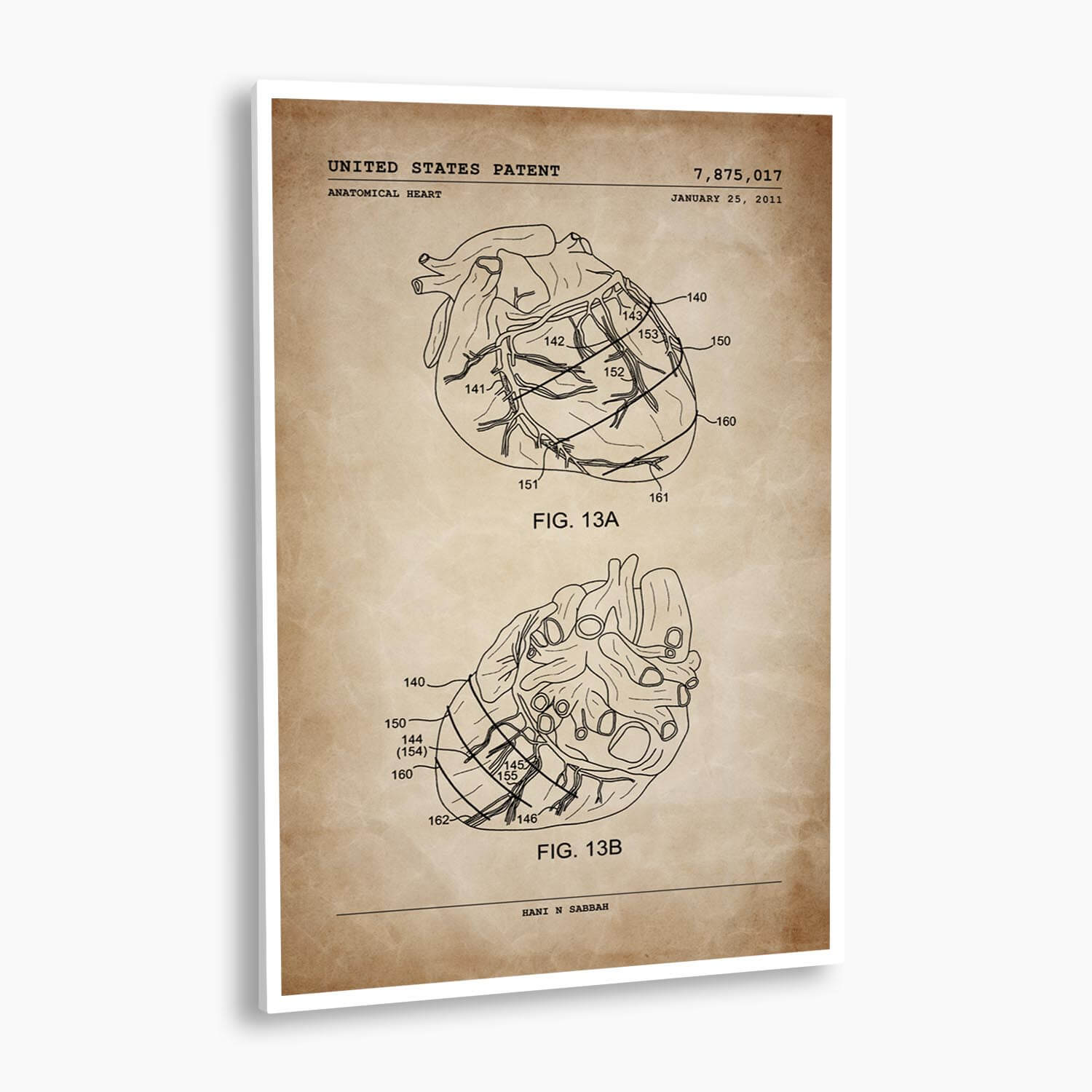 Anatomical Heart Patent Poster; Patent Artwork