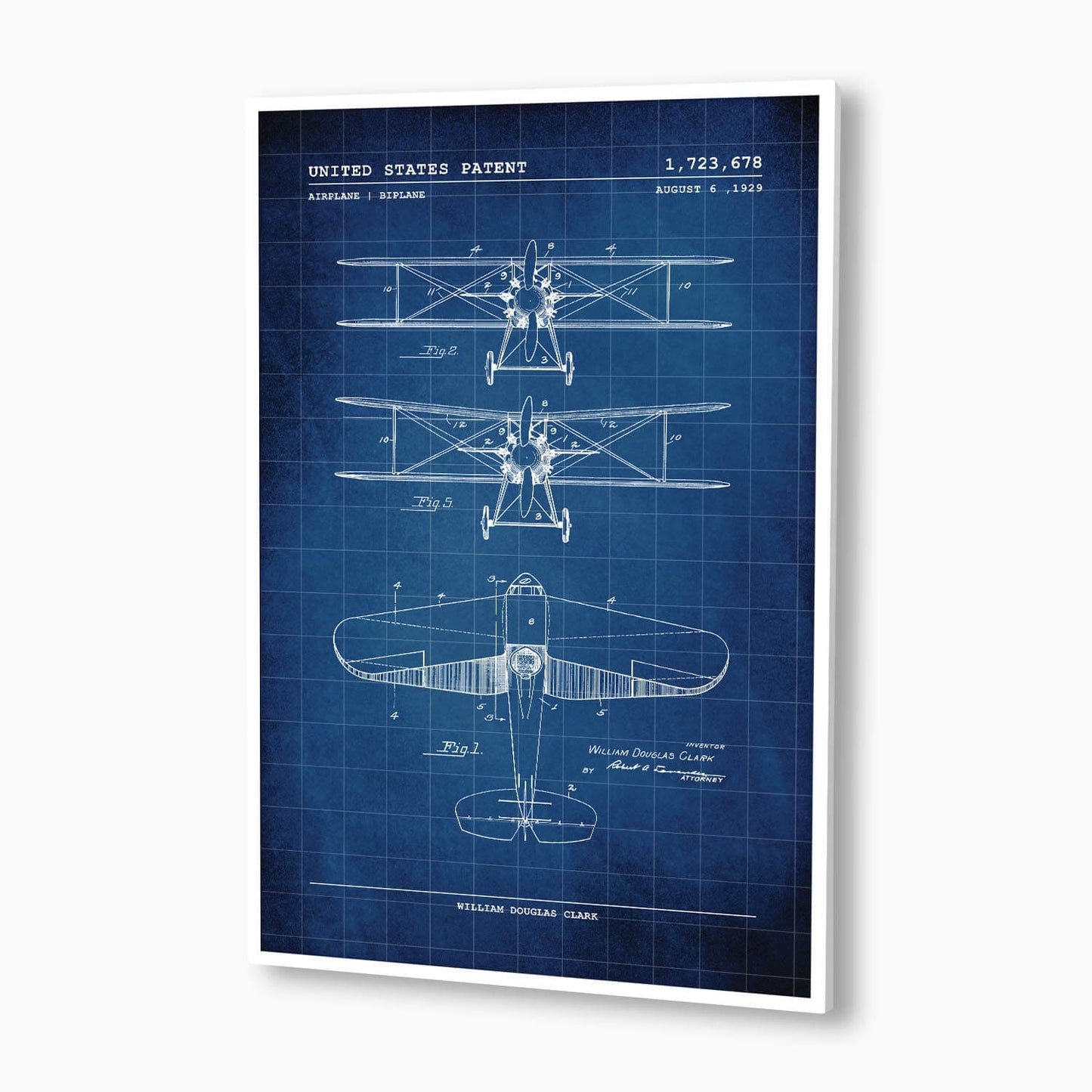 Biplane Aircraft Patent Poster; Patent Artwork