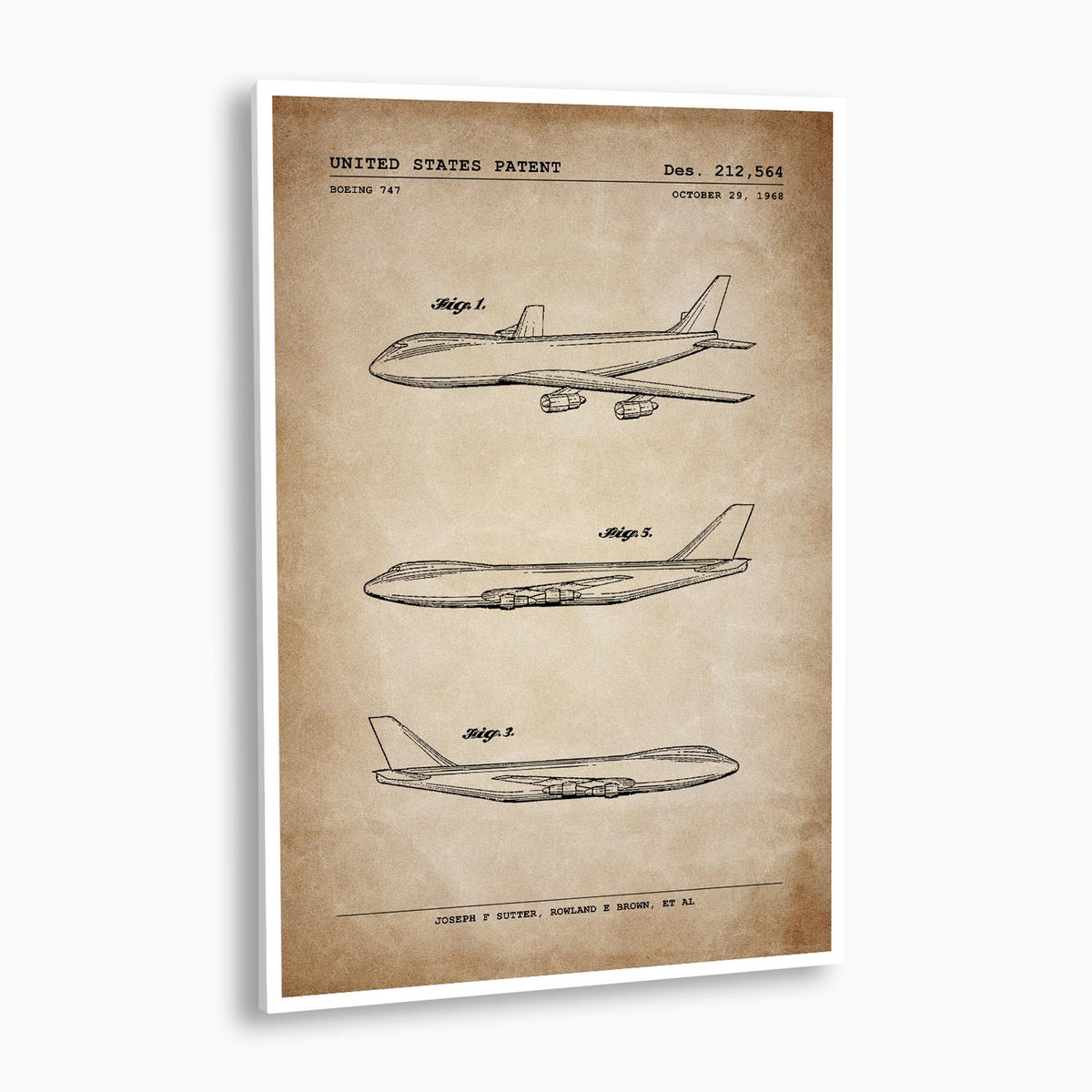 Boeing 747 Passenger Aircraft Patent Poster; Patent Artwork
