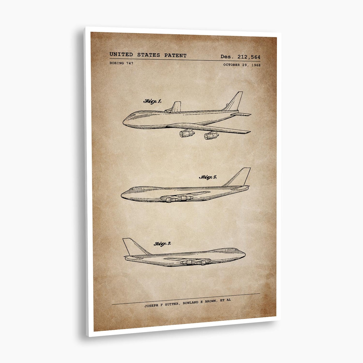 Boeing 747 Passenger Aircraft Patent Poster; Patent Artwork