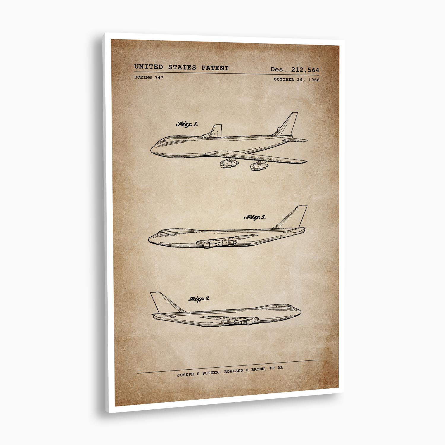 Boeing 747 Passenger Aircraft Patent Poster; Patent Artwork