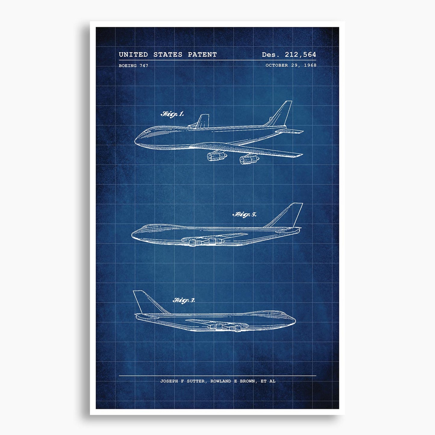 Boeing 747 Passenger Aircraft Patent Poster; Patent Artwork