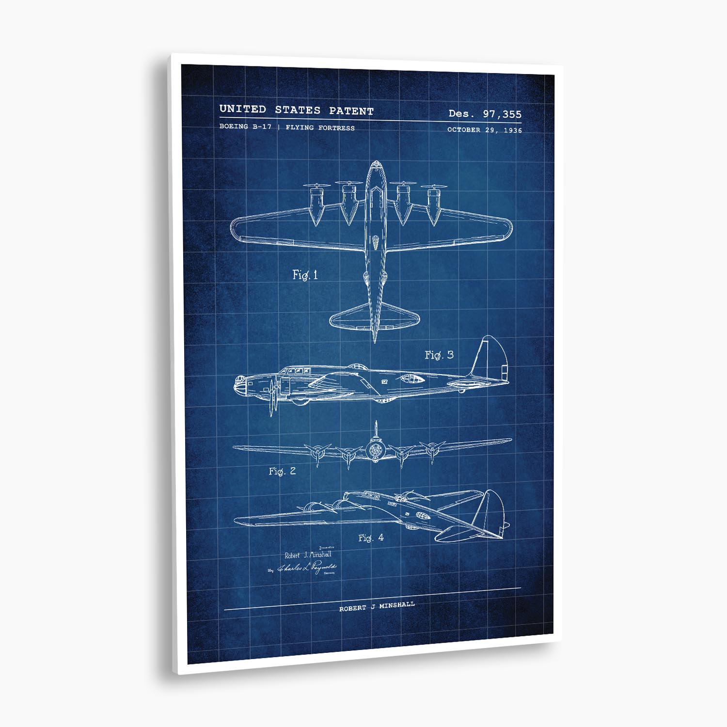Boeing B-17 Flying Fortress Aircraft Patent Poster; Patent Artwork