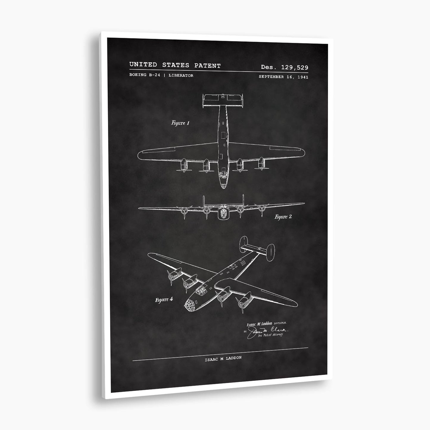 Boeing B-24 Liberator Aircraft Patent Poster; Patent Artwork