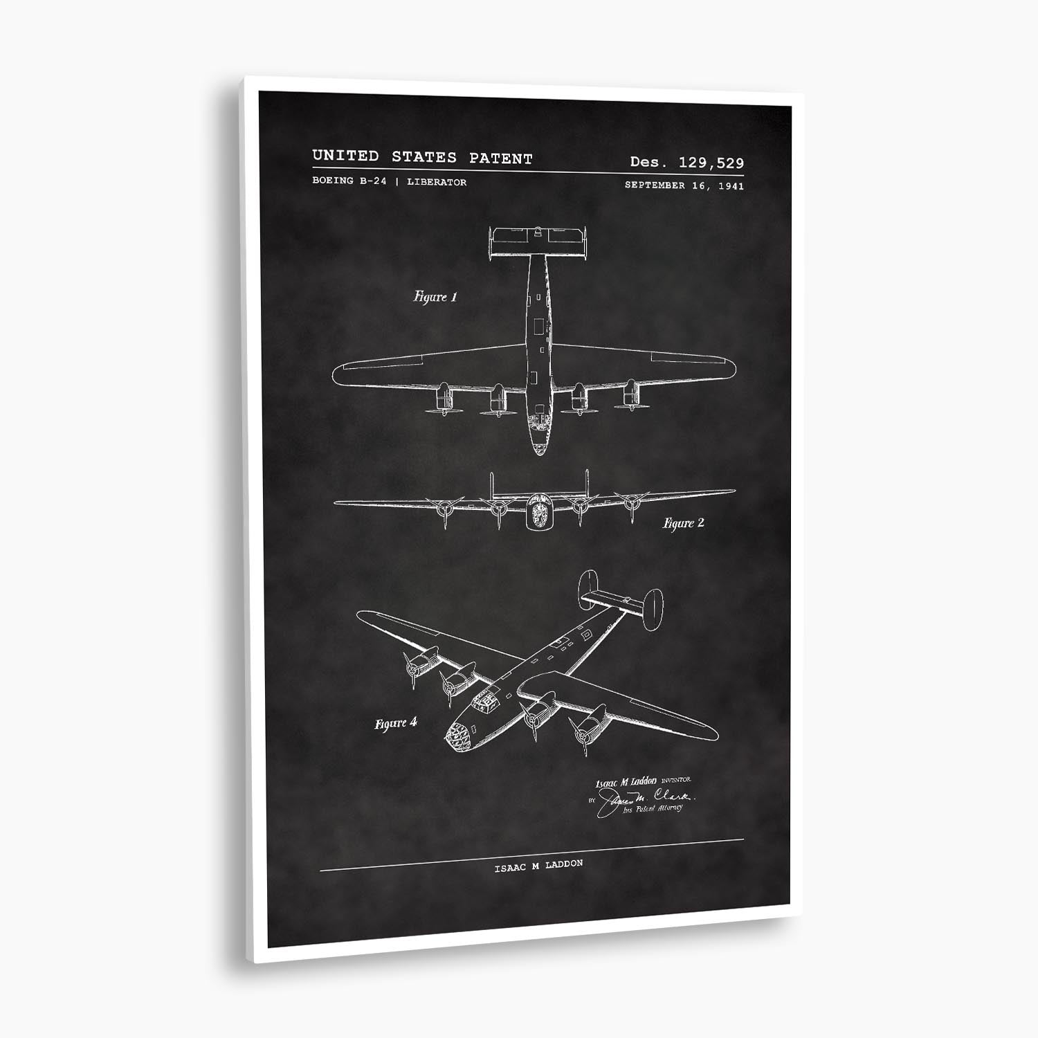 Boeing B-24 Liberator Aircraft Patent Poster; Patent Artwork