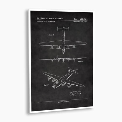 Boeing B-24 Liberator Aircraft Patent Poster; Patent Artwork