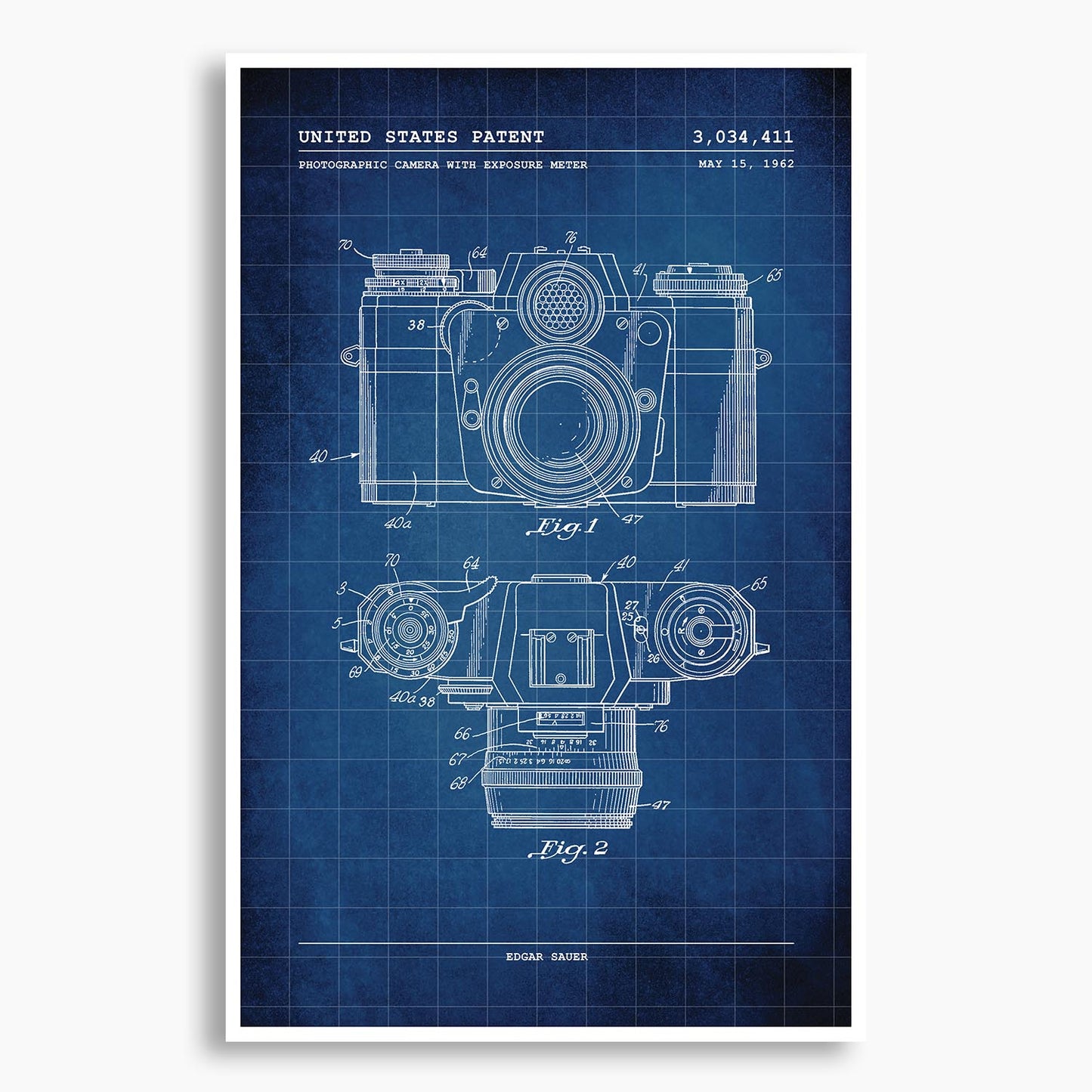 Camera with Exposure Meter Patent Poster; Patent Artwork
