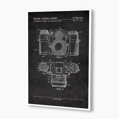 Camera with Exposure Meter Patent Poster; Patent Artwork