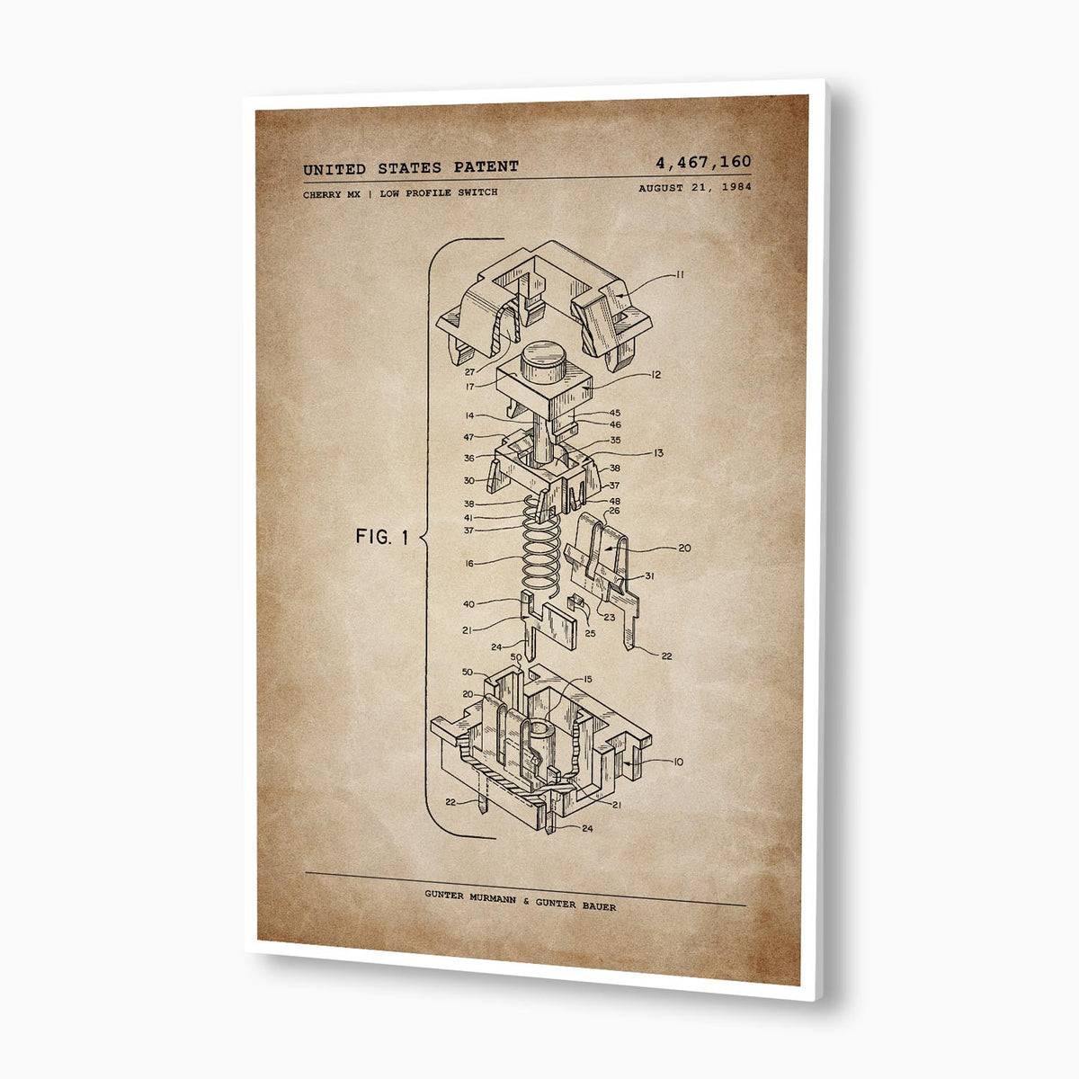 Cherry MX Keyboard Switch Patent Poster; Patent Artwork