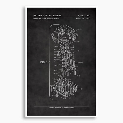 Cherry MX Keyboard Switch Patent Poster; Patent Artwork