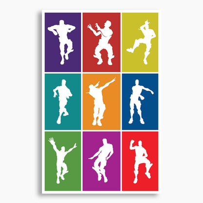 Pop Art Dances Vector Illustration Poster; Gaming Artwork