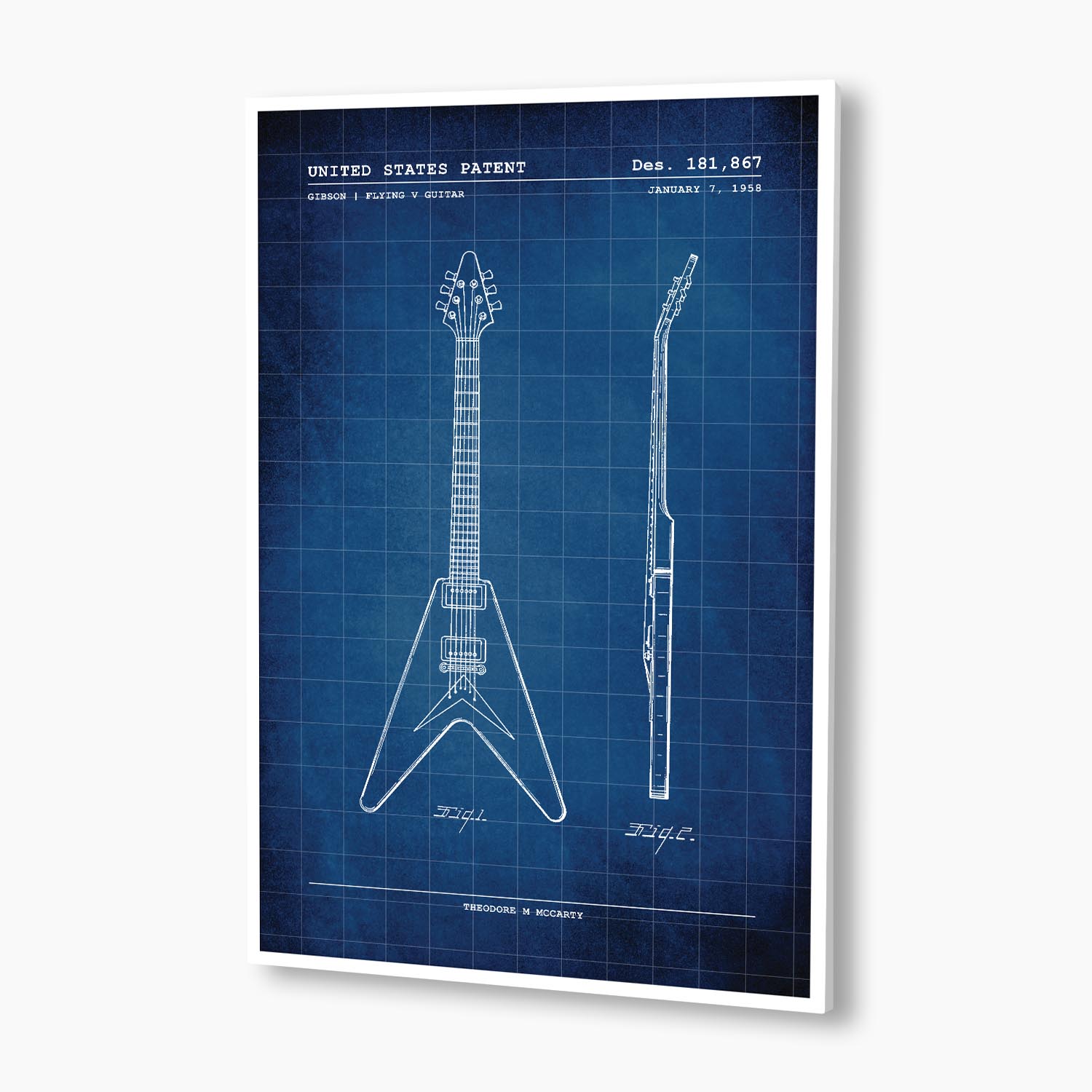 Gibson Flying V Guitar Patent Poster; Patent Artwork
