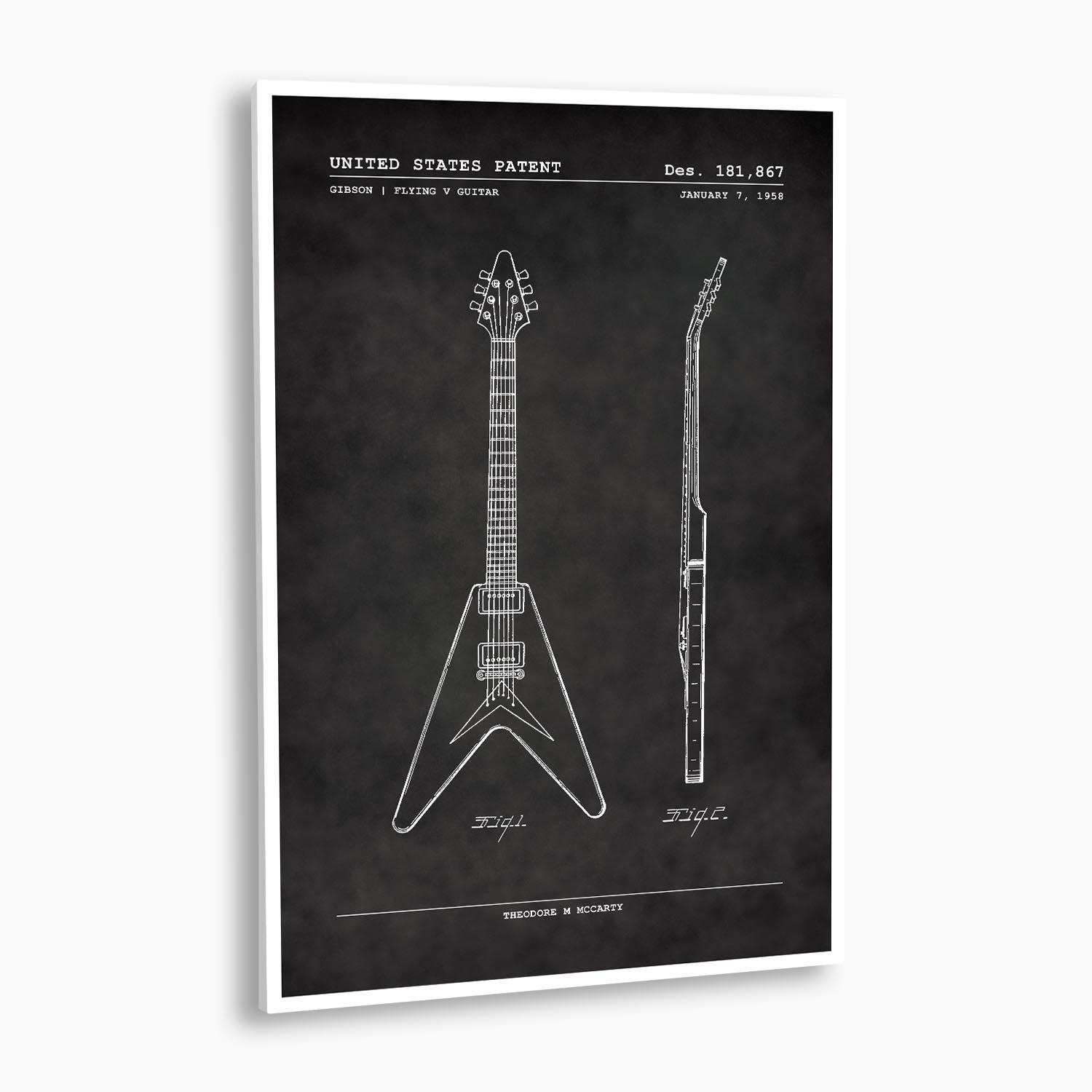 Gibson Flying V Guitar Patent Poster; Patent Artwork