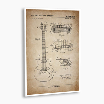 Gibson Les Paul Guitar Patent Poster; Patent Artwork