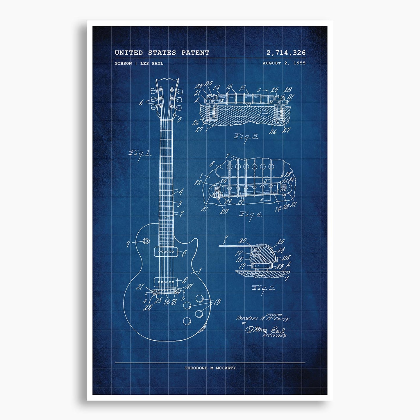 Gibson Les Paul Guitar Patent Poster; Patent Artwork