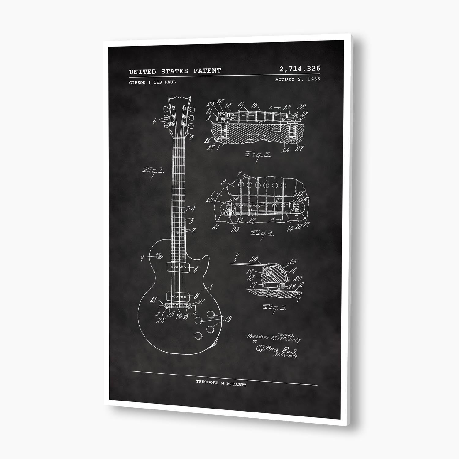 Gibson Les Paul Guitar Patent Poster; Patent Artwork