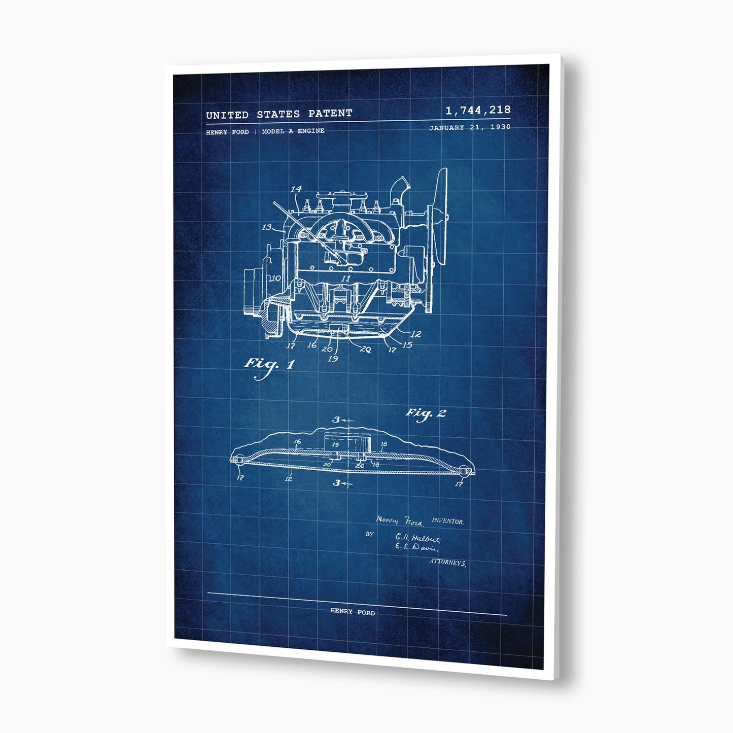 Henry Ford Model A Engine Patent Poster; Patent Artwork