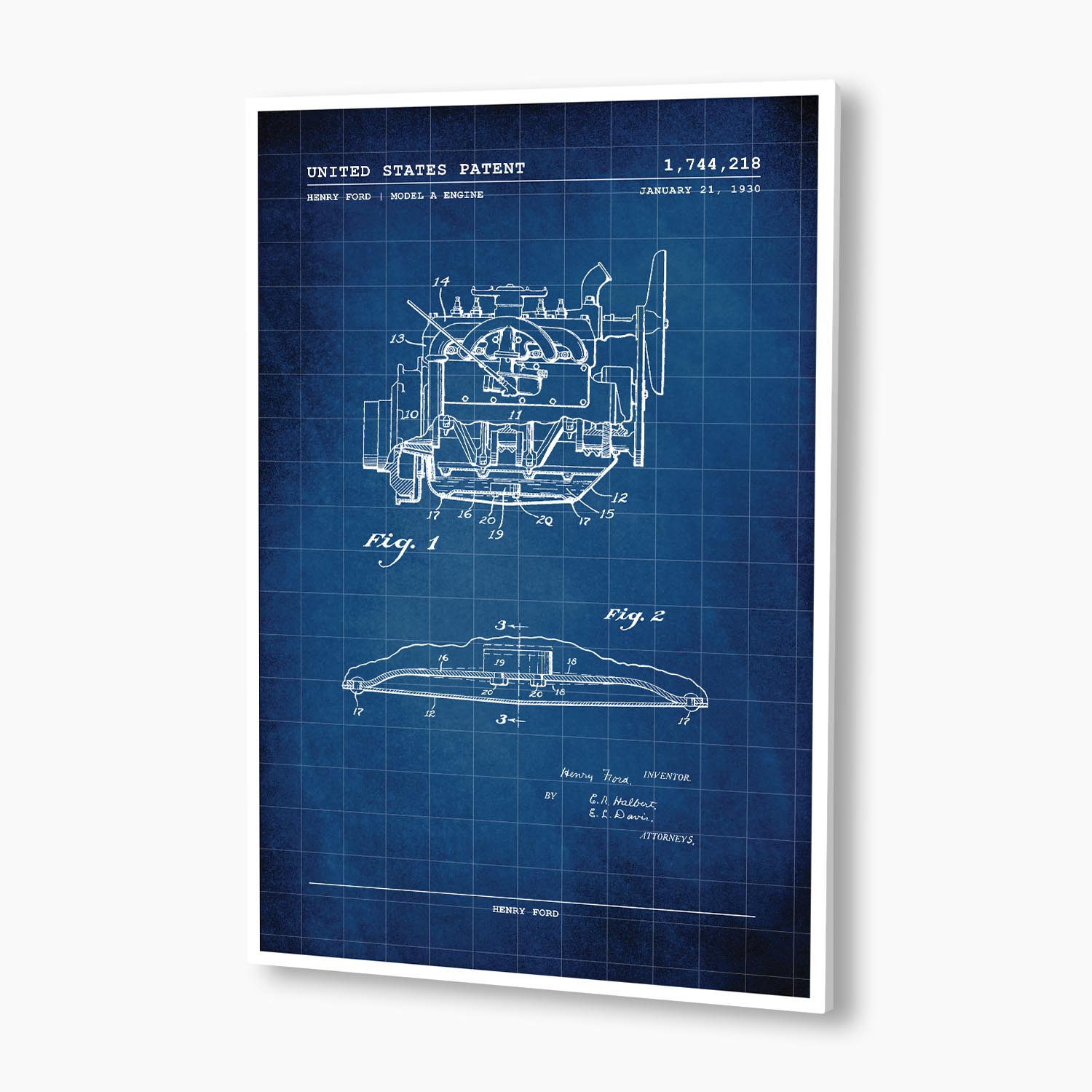 Henry Ford Model A Engine Patent Poster; Patent Artwork