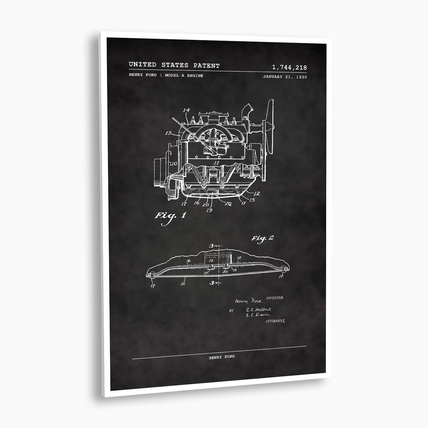 Henry Ford Model A Engine Patent Poster; Patent Artwork